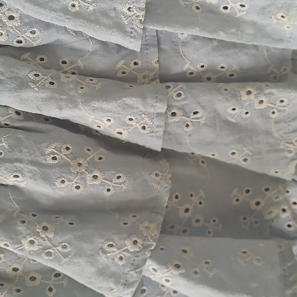 Light Blue Eyelet Mini Wrap Dress Size Small - Picture 3 of 4